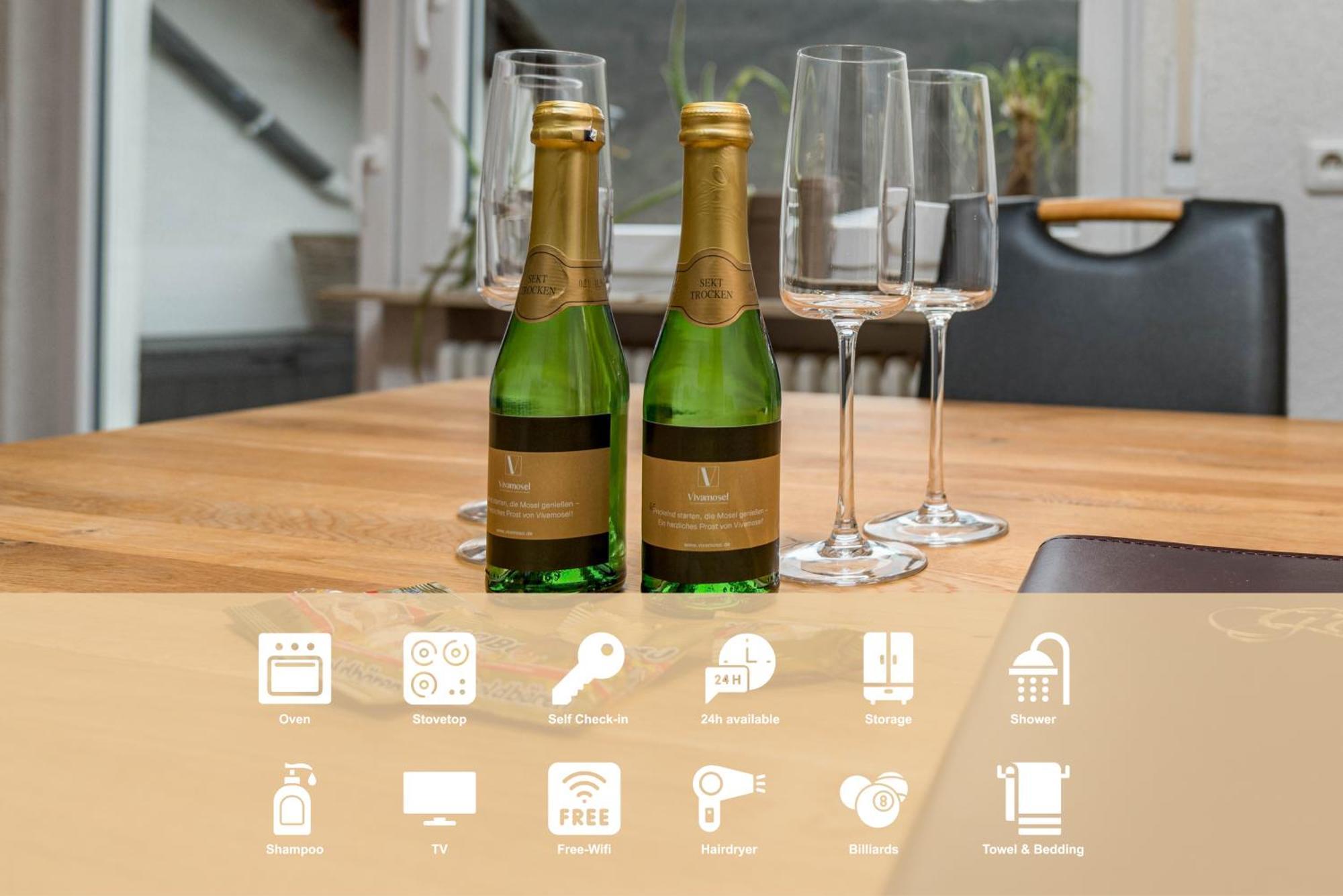Riesling Appartement For 2 - 4 People - Billiards - Balcony With Mosel View - Parking - Wine Barrel Bar - Fully Equipped Kitchen - Netflix - Waiputv - 3 Km From Cochem クロッテン エクステリア 写真